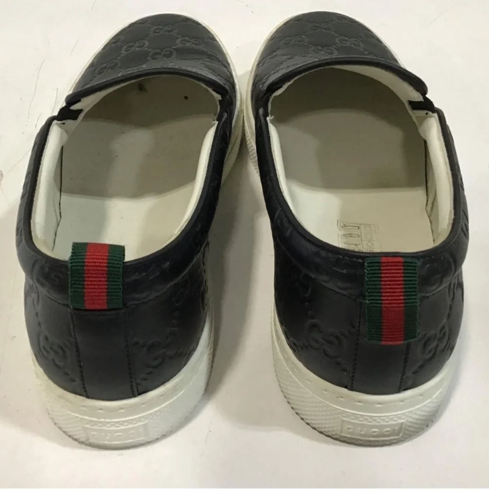 Men’s Gucci Guccissima Embossed Black Slip-On Loafers Sneakers Size 9